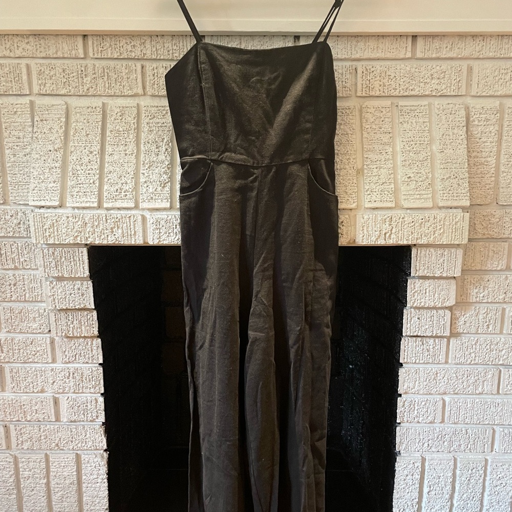 Glassons Black Jumpsuit with Spaghetti Straps and Fitted Bodice